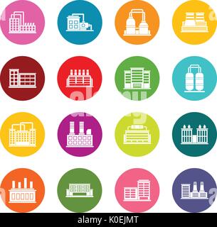 Industrial building icons many colors set Stock Vector