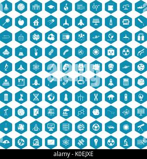 100 space icons sapphirine violet Stock Vector