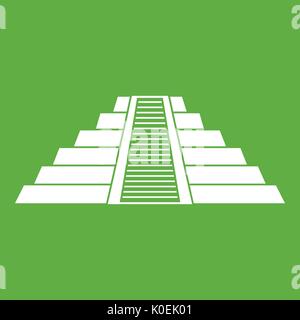 Ziggurat in Chichen Itza icon green Stock Vector