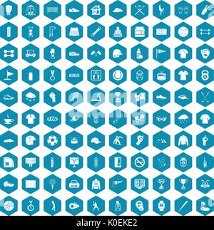 100 sport club icons sapphirine violet Stock Vector
