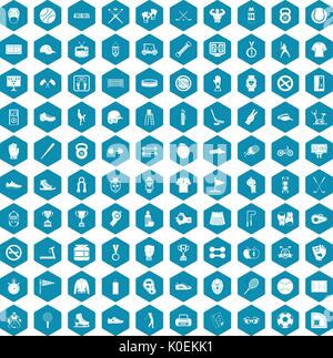 100 sport equipment icons sapphirine violet Stock Vector
