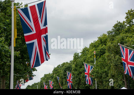 Union Jacks in a street in London Stock Photo