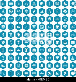 100 sport team icons sapphirine violet Stock Vector