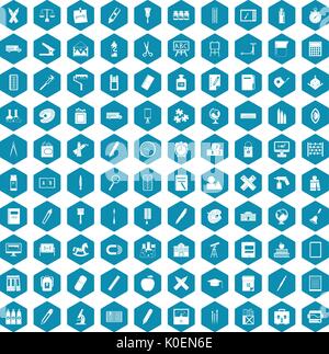 100 stationery icons sapphirine violet Stock Vector