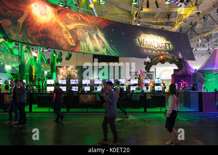 Cologne, Germany. 22nd Aug, 2017. Germany, Cologne, August 22, 2017, Gamescom: Booth of World of Warcraft. Credit: Juergen Schwarz/Alamy Live News Stock Photo