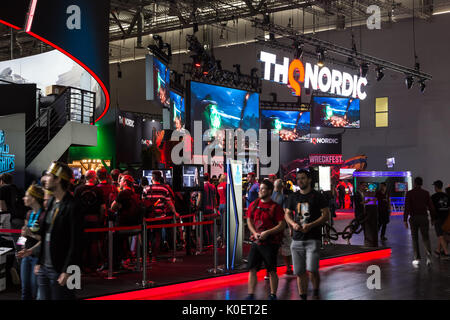 Cologne, Germany. 22nd Aug, 2017. Germany, Cologne, August 22, 2017, Gamescom: Booth of THQ Nordic. Credit: Juergen Schwarz/Alamy Live News Stock Photo