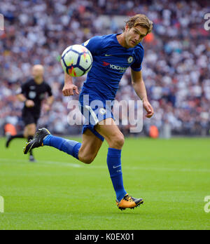 MARCOS ALONSO OF CHELSEA TOTTENHAM HOTSPUR V CHELSEA WEMBLEY STADIUM LONDON ENGLAND 20 August 2017 Stock Photo