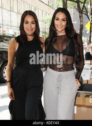 New York, USA. 22nd Aug, 2017. Brie Bella, Nikki Bella at E! News: Daily Pop to talk new about the new season of Total Bella and the word that Nikki signed to be on ABC's Dancing with the Stars in New York August 22 2017.Credit:RW/MediaPunch Credit: MediaPunch Inc/Alamy Live News Stock Photo
