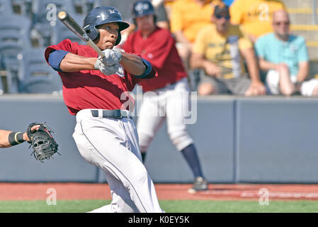 Morgantown, West Virginia, USA. 20th Aug, 2017. Mahoning Valley Scrappers right fielder WILL BENSON (7) during the August 20, 2017 New York-Penn league game at Monongalia County Ballpark in Morgantown, WV. Credit: Ken Inness/ZUMA Wire/Alamy Live News Stock Photo