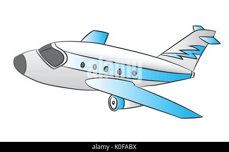 Illustration of Air plane on White Background, Cartoon Vector Illustration Stock Vector