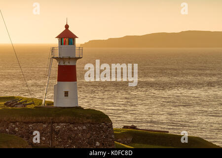 Skansin lighthouse at sunrise, historical fortress, Tórshavn, island of Streymoy, Faroe Islands, Denmark Stock Photo