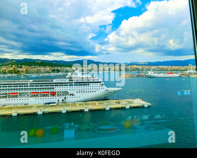 Palma de Mallorca, Spain - September 07, 2015: The main restaurant at Royal Caribbean, Allure of the Seas at Barselona on September 6, 2015. The view  Stock Photo