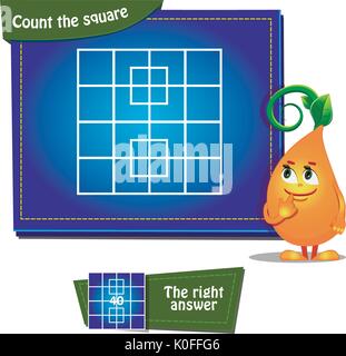 Visual Game for children and adults. Count the squares Stock Vector