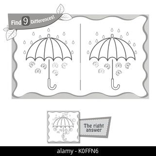 visual game for children and adults. Task to find 9 differences in the illustration on the school board. black and white vector illustration Stock Vector