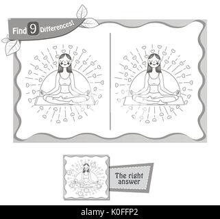 visual game for children and adults. Task to find 9 differences in the illustration on the school board. black and white vector illustration Stock Vector