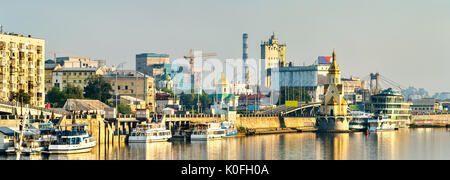 Skyline of Kiev at the Dnieper river in Ukraine Stock Photo