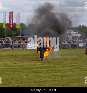 Stunt man on fire Stock Photo