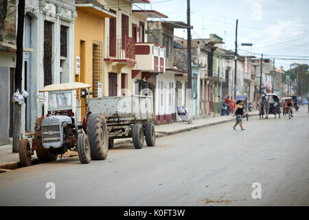 Cuban, Cuba, Cardenas, horses and bikes are the main transport  around the streets near  park Plaza de Spriu Stock Photo