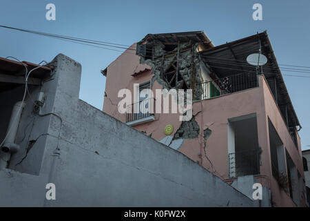 Casamicciola, Italy. 22nd Aug, 2017. A magnitude 3.6 earthquake knock was heard in Ischia late in the day on August 21st. Several collapses, including a palace and a church, numerous wounded. From the rubble between 21 and 22 August, three young brothers were saved under the ruins. Two victims found out. (Italy, Ischia, Casamicciola, August 22, 2017) Credit: Michele Amoruso/Pacific Press/Alamy Live News Stock Photo