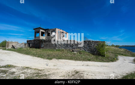 Abandoned mines and hauses. Quarry and old prison architecture.  Estonia, Europe. Stock Photo