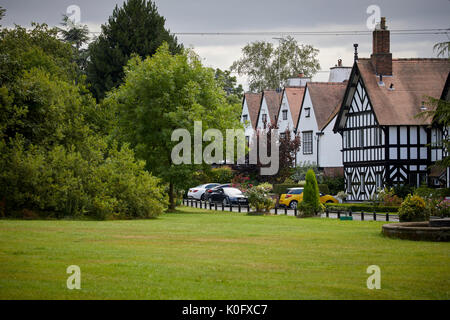 Salford's picturesque Worsley green in Manchester formerly Worsley Yard and industrial area, tudor houses and  monument to Francis, 3rd Duke of Bridge Stock Photo