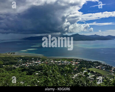 Stunning view from Raiatea towards Tahaa in the Society Island group of French Polynesia Stock Photo