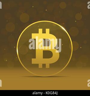 Golden Bitcoin icon Stock Vector