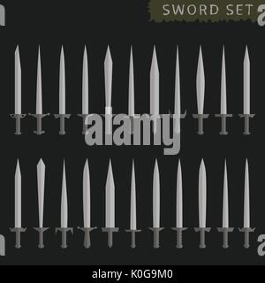 Silver Sword set Stock Vector