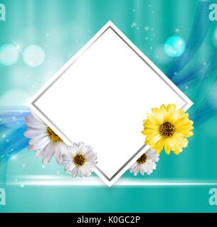 Abstract Natural Floral Frame Background wth Chamomile Flowers. Vector Illustration Stock Vector
