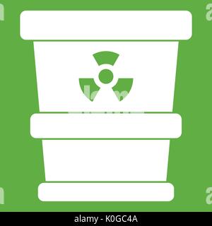 Trashcan containing radioactive waste icon green Stock Vector