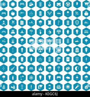 100 street lighting icons sapphirine violet Stock Vector