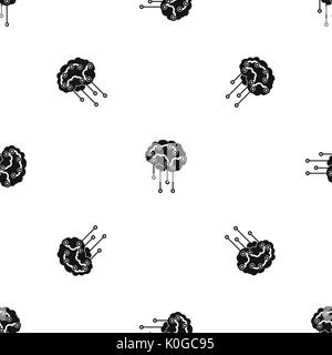 Sensors on human brain pattern seamless black Stock Vector