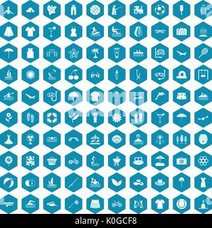 100 summer icons sapphirine violet Stock Vector