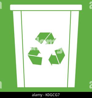 Trash bin with recycle symbol icon green Stock Vector