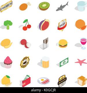 Greengrocery icons set, isometric style Stock Vector