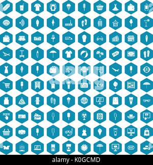 100 summer shopping icons sapphirine violet Stock Vector