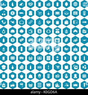 100 supermarket icons sapphirine violet Stock Vector
