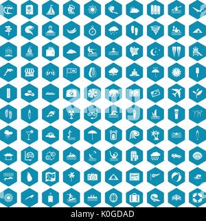 100 surfing icons sapphirine violet Stock Vector