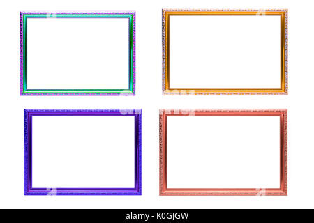 Set of colorful frames vintage style isolated on white background. Stock Photo