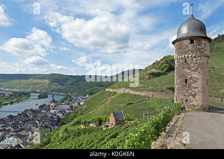 panoramic view of Zell, Moselle Valley, Rhineland-Palatinate, Germany Stock Photo