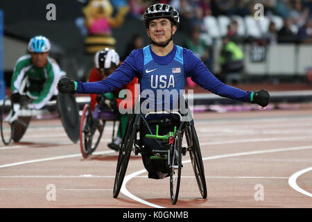 Raymond MARTIN of the USA wins gold in the Men's 100 m T52 Final at the World Para Championships in London 2017 Stock Photo