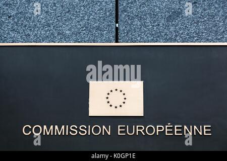 Kirchberg, Luxembourg - July 1, 2017: European commission sign on a wall Stock Photo