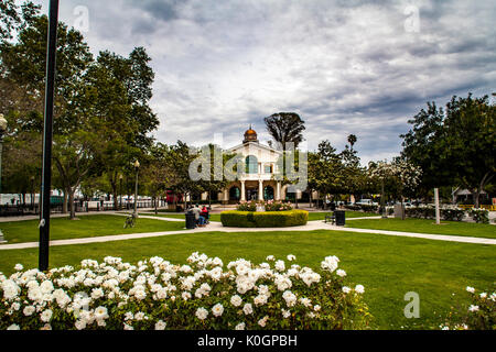 The Park and City Hall in Fillmore California Stock Photo