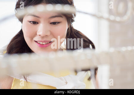 Portrait of young smiling fat woman Stock Photo