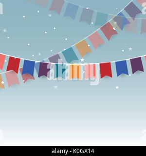 Colorful garlands festive flags and confetti, stock vector Stock Vector