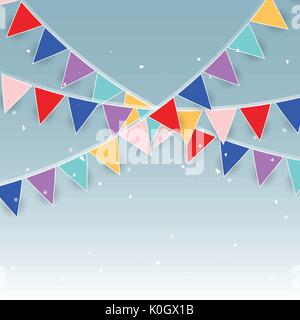 Colorful party flags and confetti stock vector Stock Vector