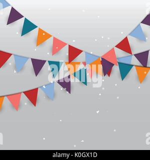 Background of colored party flags and confetti, stock vector Stock Vector