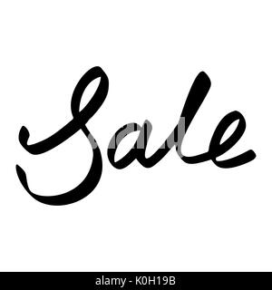 Sale text postcard. Hand lettering. Ink illustration. Modern brush calligraphy. Isolated on white background. Stock Photo