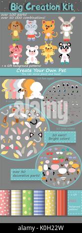 Monster creation kit. Cartoon monster character constructor. Vector ...