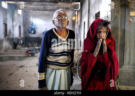 Lepers in a colony in rural India Stock Photo